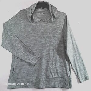 Eddie Bauer Hoodie Womens Sz Small Travex Waffle Knit Thermal Pullover‎ Gray